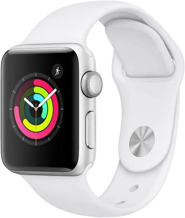 Alt view image 3 of 14 - Apple Watch Series 3 GPS w/ 38MM Silver Aluminum Case & White Sport Band