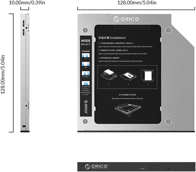 Alt view image 7 of 7 - ORICO 2.5" Hard Drive Caddy HDD Cage SSD Disk Caddy Hard Disk Aluminum Support 2TB Hard Disk Drive Box Enclosure with 6Gbps HDD Case Bay