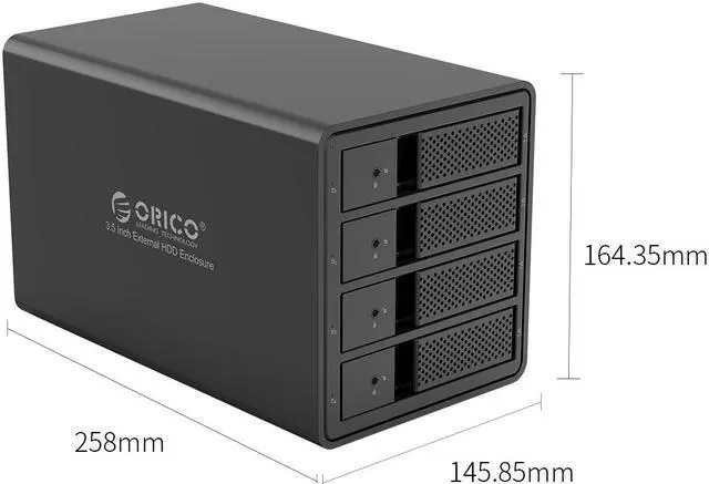 Alt view image 7 of 7 - ORICO 4 Bay 3.5 Inch SATA USB 3.0 External Hard Drive Enclosure Case HDD Docking Station for 3.5:HDD SSD Desktop Laptop PC Aluminum Support 4 x 16TB Max [Without RAID Function] -Black