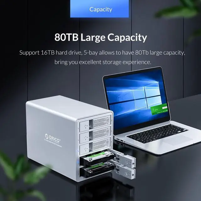 Alt view image 3 of 6 - [with RAID Function] ORICO Aluminum  4 bay 3.5 inch USB3.0 to SATA HDD Docking Station Enclosure  Support RAID 0/ 1/ 3/ 5/ 10/ Combine/ Clear Mode [Support UASP and 16TB Drive Max] -Black