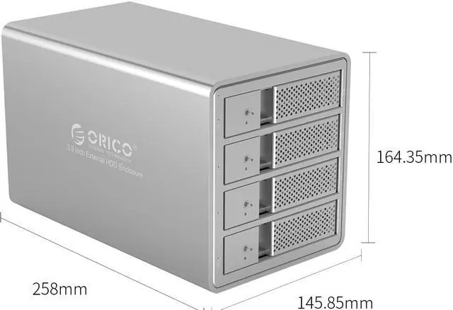 Alt view image 6 of 6 - ORICO 4 Bay 3.5 Inch SATA USB 3.0 External Hard Drive Enclosure Case HDD Docking Station for 3.5:HDD SSD Desktop Laptop PC Aluminum Support 4 x 16TB Max [Without RAID Function] - Sliver