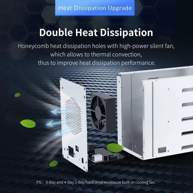 Alt view image 4 of 7 - ORICO 4 Bay 3.5 Inch SATA USB 3.0 External Hard Drive Enclosure Case HDD Docking Station for 3.5:HDD SSD Desktop Laptop PC Aluminum Support 4 x 16TB Max [Without RAID Function] -Black