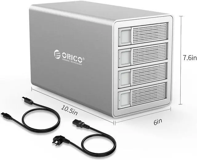 Alt view image 6 of 6 - ORICO 64TB Full Aluminum Enterprise Raid 4 Bay 3.5" HDD Docking Station USB3.0 to SATA With Dual Chip 150W Built-in Power Hard Drive Case Tool Free