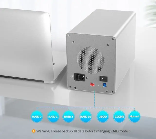 Alt view image 2 of 6 - ORICO 64TB Full Aluminum Enterprise Raid 4 Bay 3.5" HDD Docking Station USB3.0 to SATA With Dual Chip 150W Built-in Power Hard Drive Case Tool Free