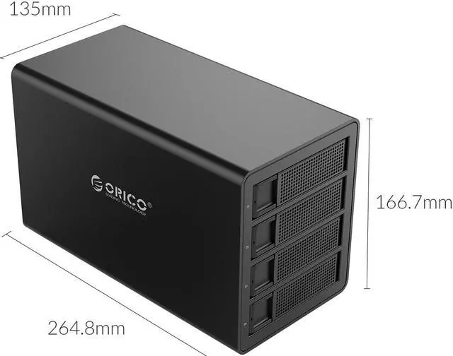 Alt view image 7 of 7 - ORICO Aluminum 4 bay 3.5" HDD Docking Station USB3.0 to SATA With RAID Aluminum HDD Enclosure 150W Internal Power Adapter HDD Case