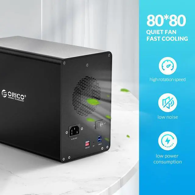 Alt view image 4 of 7 - ORICO Aluminum 4 bay 3.5" HDD Docking Station USB3.0 to SATA With RAID Aluminum HDD Enclosure 150W Internal Power Adapter HDD Case