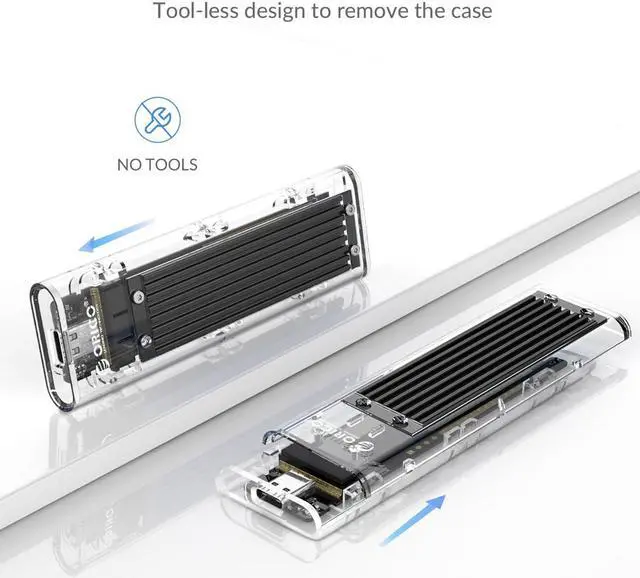 Alt view image 5 of 7 - ORICO PSSD 512GB M.2 NVME 2280 SSD With ORICO Transparent SSD Enclosure M Key USB3.1 Gen2 10Gbps, Replace for 512GB M.2 NVME Portable SSD