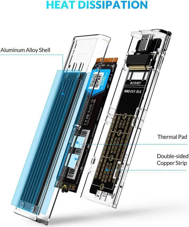 Alt view image 3 of 7 - ORICO PSSD 512GB M.2 NVME 2280 SSD With ORICO Transparent SSD Enclosure M Key USB3.1 Gen2 10Gbps, Replace for 512GB M.2 NVME Portable SSD