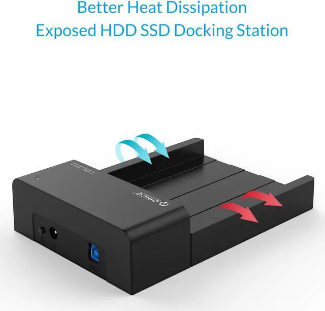 Alt view image 3 of 6 - ORICO Tool 2.5 & 3.5 In. USB 3.0 to SATA External Hard Drive Enclosure HDD SSD Docking Station [18TB Drive Max] Support SATA III UASP - Black (6518US3-V1-US)