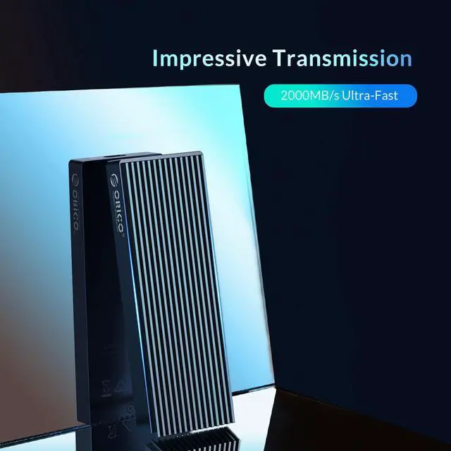 Alt view image 2 of 7 - ORICO M.2 NVMe SSD Case 20Gbps Aluminum M.2 NVMe SSD Hard Drive Enclosure USB 3.2 GEN 2 For M.2 SSD Up to 2TB With A to C and C to C Cables - M2PAC3-G20