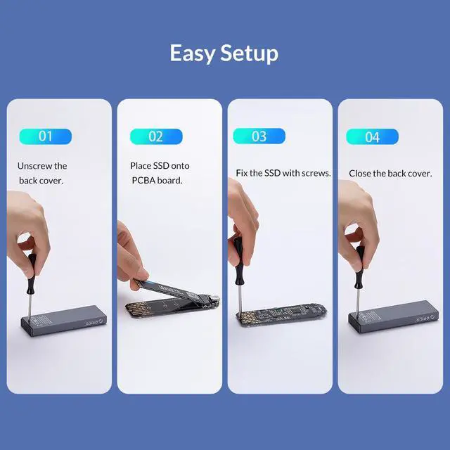 Alt view image 6 of 7 - ORICO M.2 NVMe SSD Case 20Gbps Aluminum M.2 NVMe SSD Hard Drive Enclosure USB 3.2 GEN 2 For M.2 SSD Up to 2TB With A to C and C to C Cables - M2PAC3-G20