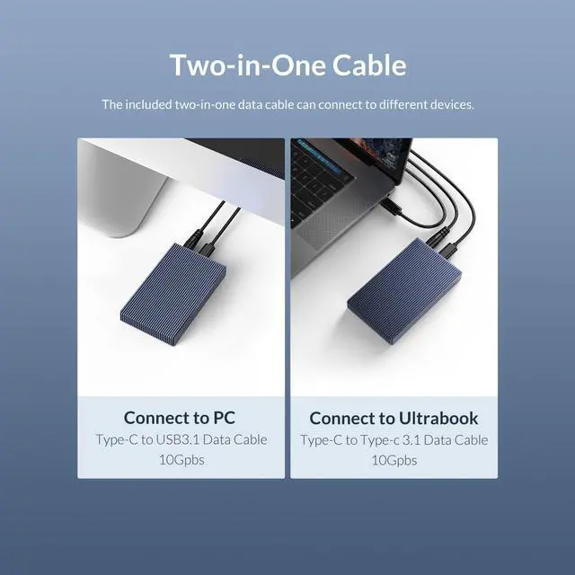 Alt view image 4 of 7 - ORICO Dual Bay M.2 NVMe SSD Enclosure Aluminum USB 3.1 Gen 2 10Gbps M.2 Type-C SSD Docking Station for M Key & M/B Key NVME PCIe SSD Solid State Drive Reader - M2P2J-C3