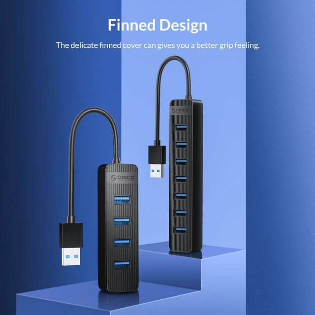 Alt view image 2 of 7 - ORICO USB 3.0 Hub, 7 Port Data Hub with Power Supply Port for MacBook, iMac, Surface Pro, XPS, Laptop, Notebook,Flash Drives, Mobile HDD, and More