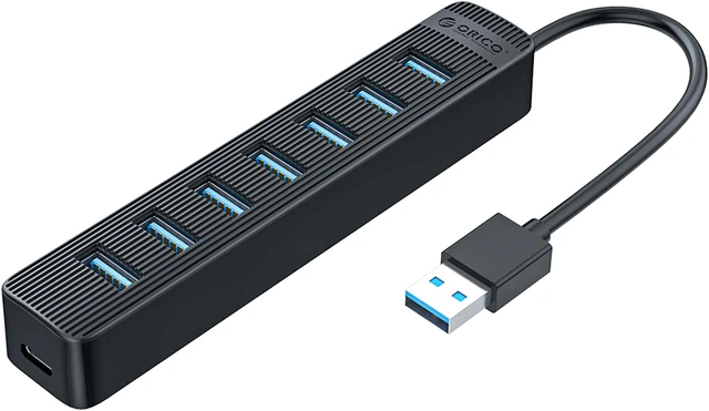 Main image of ORICO USB 3.0 Hub, 7 Port Data Hub with Power Supply Port for MacBook, iMac, Surface Pro, XPS, Laptop, Notebook,Flash Drives, Mobile HDD, and More
