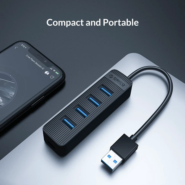 Alt view image 4 of 7 - ORICO USB 3.0 Hub, 7 Port Data Hub with Power Supply Port for MacBook, iMac, Surface Pro, XPS, Laptop, Notebook,Flash Drives, Mobile HDD, and More