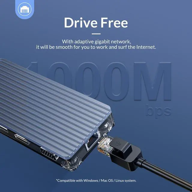 Alt view image 4 of 7 - ORICO 6-in-1 USB Type C to 4K HDMI-Compatible Adapter Docking Station, 3 USB 3.0 Ports, 1x 4K HDMI-Compatible and SD/ Micro SD Card Reader Combo, Up to 5Gbps,Plug and Play