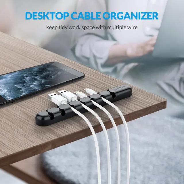 Alt view image 7 of 7 - ORICO Multipurpose Charger Cable Clip Desktop Cable Management System Wire Storage Silicon Charger Cable Holder Clips for USB Cable, Mouse Cable