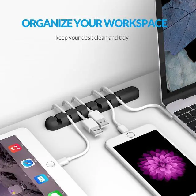 Alt view image 2 of 7 - ORICO Multipurpose Charger Cable Clip Desktop Cable Management System Wire Storage Silicon Charger Cable Holder Clips for USB Cable, Mouse Cable