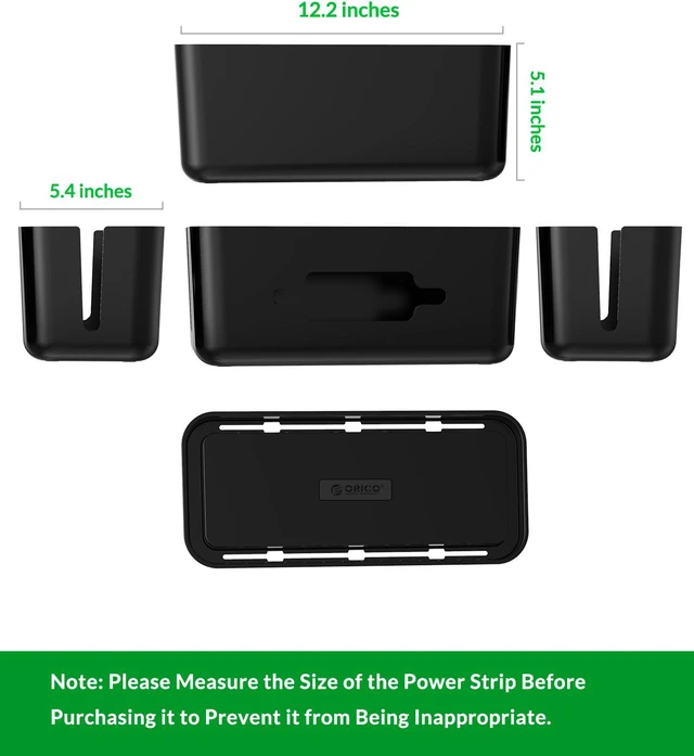 Alt view image 2 of 7 - ORICO Cable Management Box 12.2x5.4x5.11 Inches Organizer with Smartphone Holder Wire, Power Strips, Surge Protectors, Chargers, USB Network HUB Cable Management Box - Black (CMB-18)