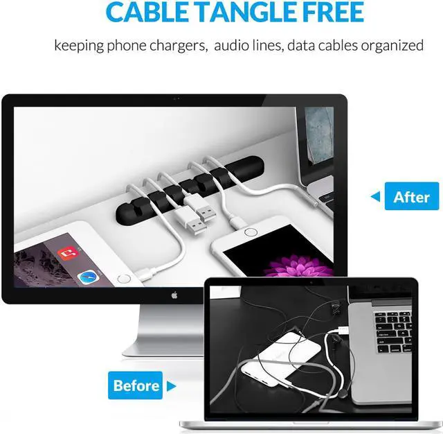 Alt view image 5 of 7 - ORICO Multipurpose Charger Cable Clip Desktop Cable Management System Wire Storage Silicon Charger Cable Holder Clips for USB Cable, Mouse Cable