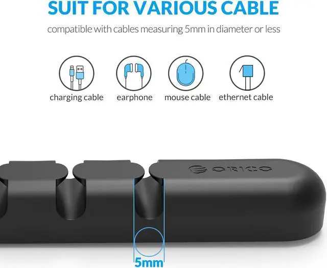 Alt view image 4 of 7 - ORICO Multipurpose Charger Cable Clip Desktop Cable Management System Wire Storage Silicon Charger Cable Holder Clips for USB Cable, Mouse Cable