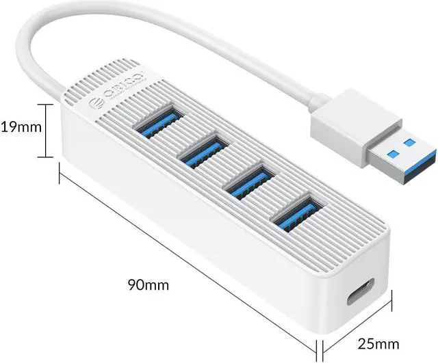 Alt view image 2 of 2 - ORICO 4 Port USB 3.0 HUB With Type C Power Supply Port For PC Laptop Computer Accessories ABS USB Splitter USB3.0 OTG Adapter Up To 5Gbps, Plug and Play, For iMac, MacBook Air, PC, Laptops