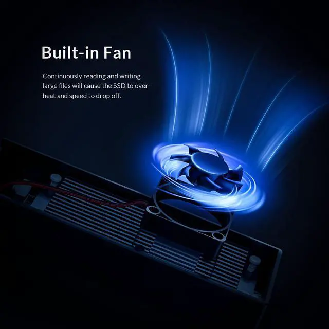 Alt view image 6 of 7 - ORICO 20Gbps M.2 NVMe SSD Enclosure Adapter, USB3.2 Gen2 X2 Type-C to NVMe PCI-E M-Key Solid State Drive Built-in Fan Aluminum External Case for SSD Size 2230/2242/2260/2280(M2PVC3-G20, Grey)