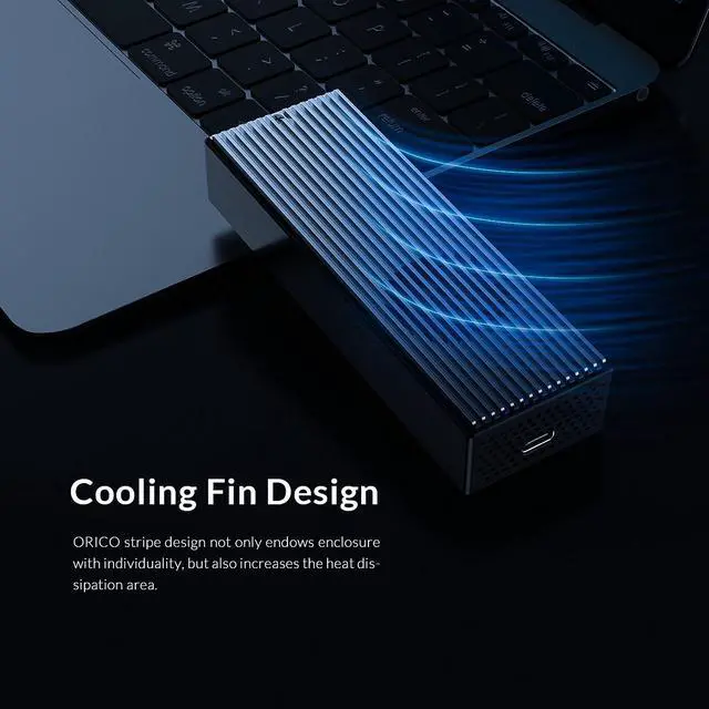 Alt view image 5 of 7 - ORICO 20Gbps M.2 NVMe SSD Enclosure Adapter, USB3.2 Gen2 X2 Type-C to NVMe PCI-E M-Key Solid State Drive Built-in Fan Aluminum External Case for SSD Size 2230/2242/2260/2280(M2PVC3-G20, Grey)