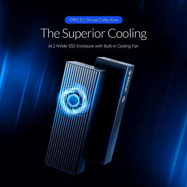 Alt view image 3 of 7 - ORICO 20Gbps M.2 NVMe SSD Enclosure Adapter, USB3.2 Gen2 X2 Type-C to NVMe PCI-E M-Key Solid State Drive Built-in Fan Aluminum External Case for SSD Size 2230/2242/2260/2280(M2PVC3-G20, Grey)