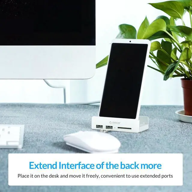 Alt view image 4 of 7 - ORICO MH2AC-U3 Aluminum 2 Ports USB 3.0 Clip-type HUB With SD Card Reader For Desktop Laptop Clip Range 10-32mm With 4.95FT ( 1.5Meter) Date Cable - Silver