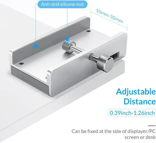 Alt view image 2 of 7 - ORICO MH2AC-U3 Aluminum 2 Ports USB 3.0 Clip-type HUB With SD Card Reader For Desktop Laptop Clip Range 10-32mm With 4.95FT ( 1.5Meter) Date Cable - Silver