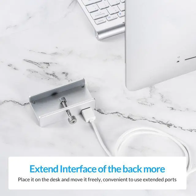 Alt view image 6 of 7 - ORICO MH2AC-U3 Aluminum 2 Ports USB 3.0 Clip-type HUB With SD Card Reader For Desktop Laptop Clip Range 10-32mm With 4.95FT ( 1.5Meter) Date Cable - Silver