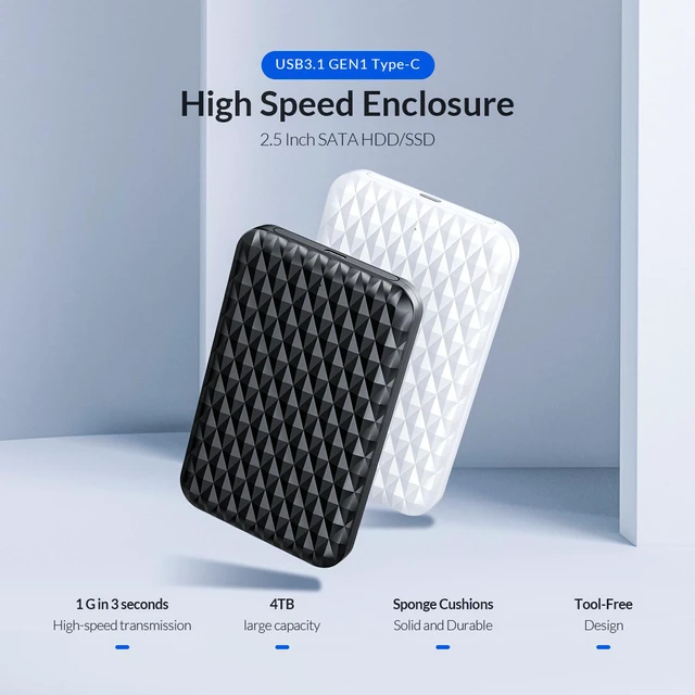 Alt view image 4 of 7 - ORICO 4TB 2.5 Inch USB 3.0 to SATA 3.0 External Hard Drive Enclosure 5Gbps Case Support UASP Protocol SATA III Tool Free (2520C3)