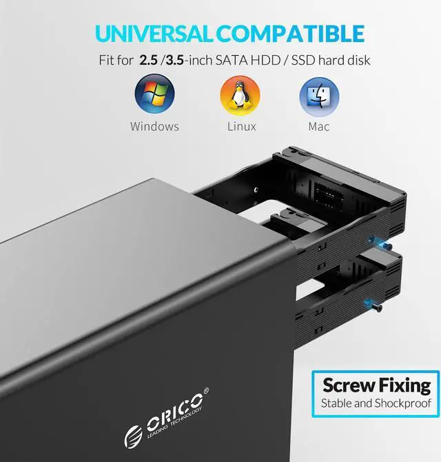 Alt view image 5 of 7 - ORICO Aluminum 5 Bay USB 3.0 to SATA External Hard Drive Enclosure Support 80TB for 2.5/3.5 inch HDD SSD Multi-Bay Hard Drive Case for Enterprise Data Storage Built-in 150W Power No Raid
