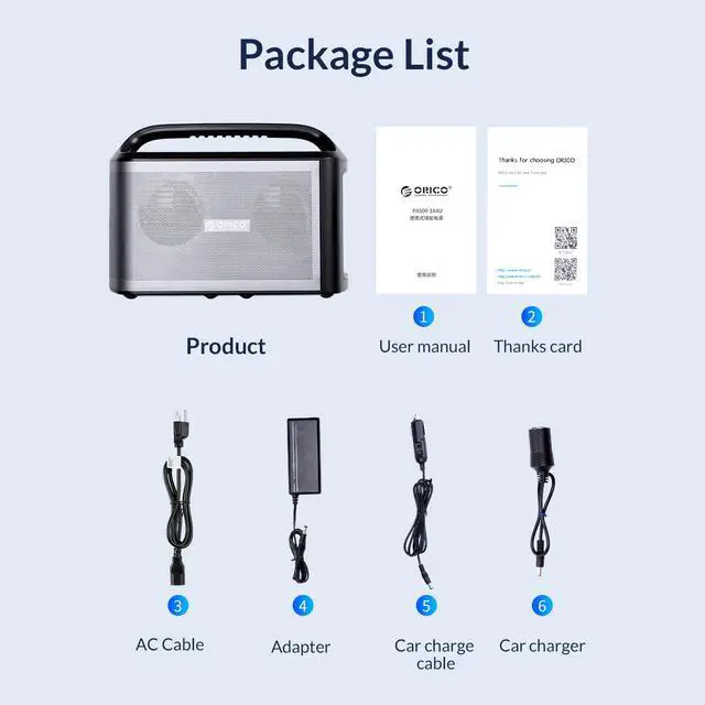 Alt view image 7 of 7 - ORICO 500W Peak Portable Power Station, 500Wh Solar Outdoor Generator 156000mAh/3.6V with 110V AC Outlet/2 DC Ports/4 USB Ports, Backup Battery Power Supply with LED Flashlight for CPAP, Emergency and
