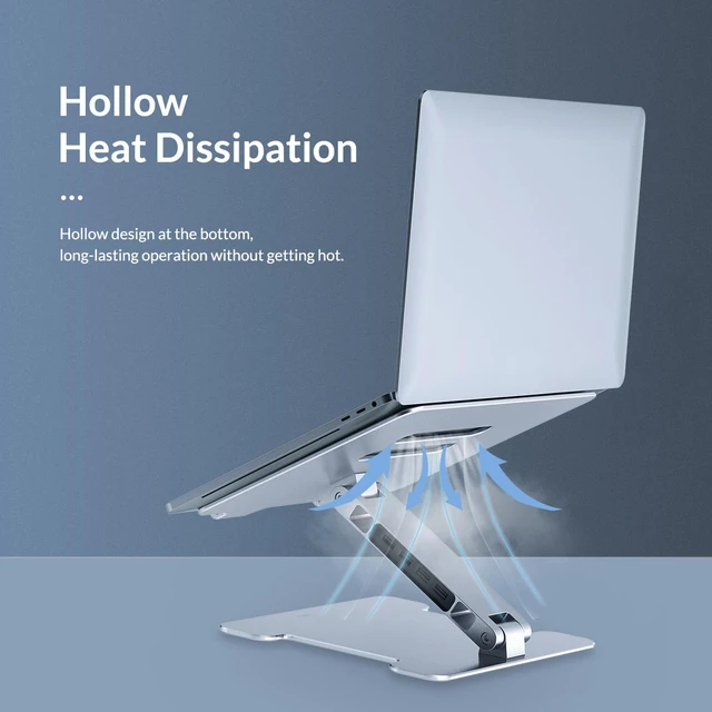 Alt view image 5 of 7 - Aluminum Laptop Stand, ORICO Laptop Holder Riser Computer Tablet Stand Built with 4x USB 3.0 HUB Adjustable Portable Multi-Angle Stand Notebook Holder Compatible For Windows Mac Os Linux
