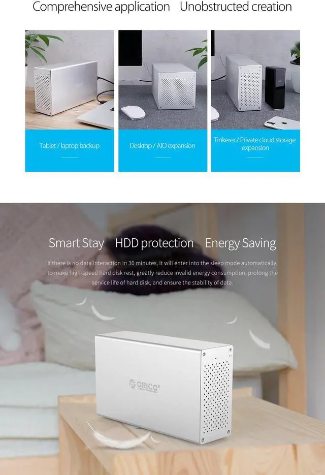 Alt view image 6 of 7 - ORICO Aluminium 4 Bay 3.5 inch USB 3.0 SATA HDD Enclosure External Hard Drive Enclosure Case
USB 3.0 & SATA Support SATA 3 6.0Gbps HDD transfer speed (Without Raid)