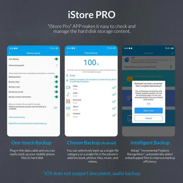 Alt view image 4 of 7 - ORICO 3.5" Portable Storage External Hard Drive 2TB HDD Backed Up Support APP Storage with USB2.0 Type-A & USB3.1 GEN1 Type-C Dual Port for PC/MAC iPhone Android Sync Personal Cloud Storage