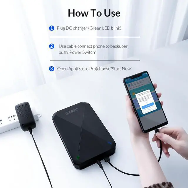 Alt view image 6 of 7 - ORICO 3.5" Portable Storage External Hard Drive 2TB HDD Backed Up Support APP Storage with USB2.0 Type-A & USB3.1 GEN1 Type-C Dual Port for PC/MAC iPhone Android Sync Personal Cloud Storage
