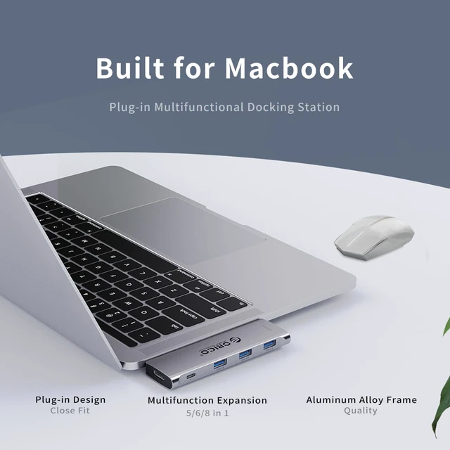 Alt view image 3 of 5 - ORICO USB C Hub, 5-in-1 Type-C to HDMI-Compatible Adapter With 100W Power Delivery Type C Charging Port, 3 USB 3.0 Ports Adapter Compatible for MacBook and Other USB C Laptops