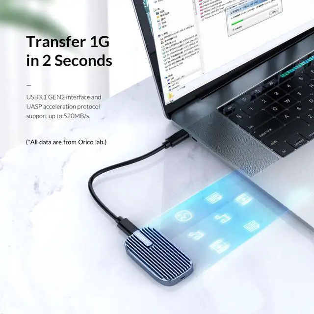 Alt view image 4 of 7 - ORICO CN210 Type-C Mini Portable SSD 240GB, 520M/S External Solid State Drive M.2 SATA NGFF USB C External SSD Hard Drives