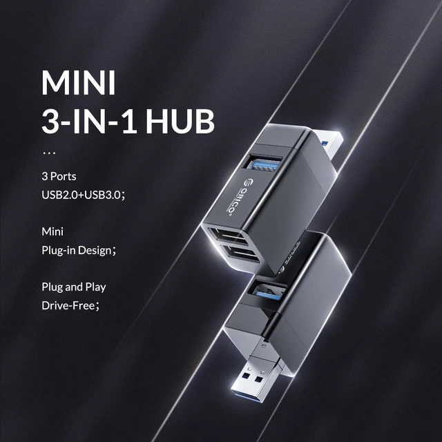 Alt view image 6 of 7 - ORICO USB 3.0 HUB Splitter 3-port High Speed Expanded MINI In-Line Hub Laptop Extender for Desktop Laptop