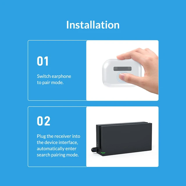 Alt view image 6 of 7 - ORICO USB Bluetooth-Compatible 5.0 Transmitter Audio Adapter for Nintendo Switch PS4 Laptop TV Mode Support Dual Connections