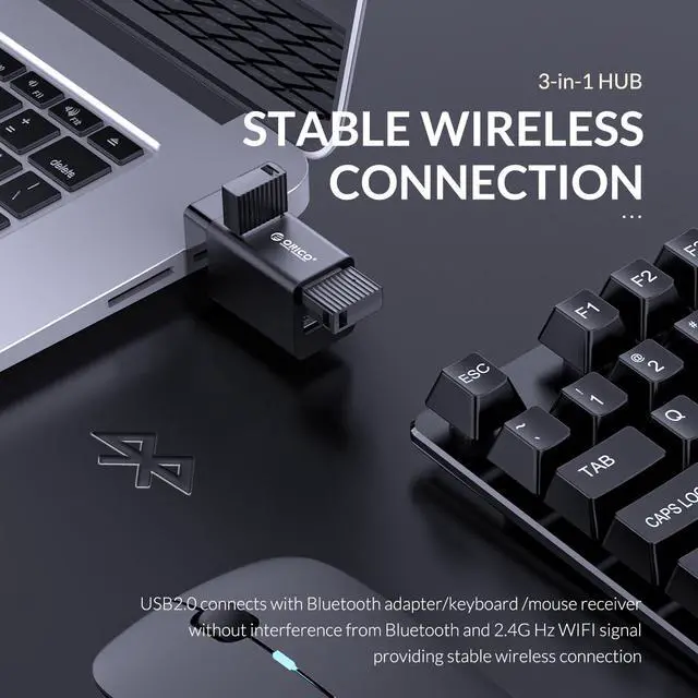 Alt view image 3 of 7 - ORICO USB 3.0 HUB Splitter 3-port High Speed Expanded MINI In-Line Hub Laptop Extender for Desktop Laptop