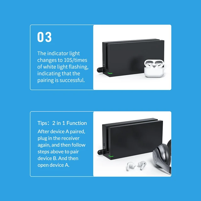 Alt view image 7 of 7 - ORICO USB Bluetooth-Compatible 5.0 Transmitter Audio Adapter for Nintendo Switch PS4 Laptop TV Mode Support Dual Connections