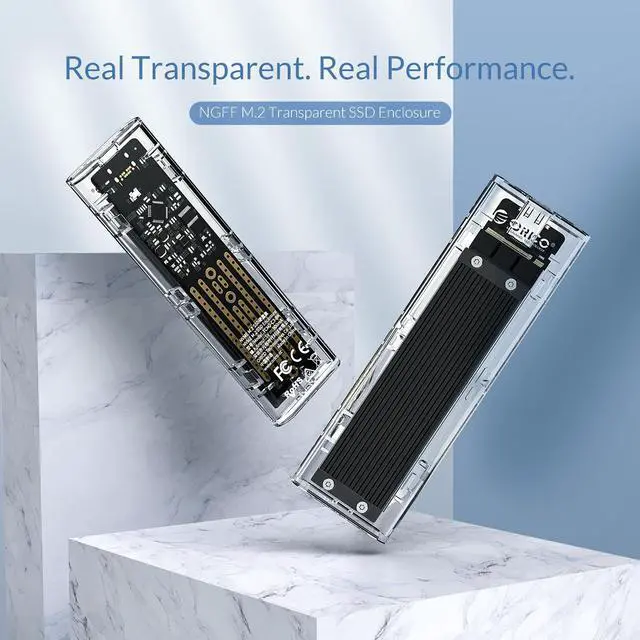 Alt view image 2 of 7 - ORICO M.2 to Type-C SSD Enclosure NGFF Transparent USB3.1 Type-C 6Gbps Support UASP 2TB for PCIE NGFF SATA B key SSD Disk - Blue