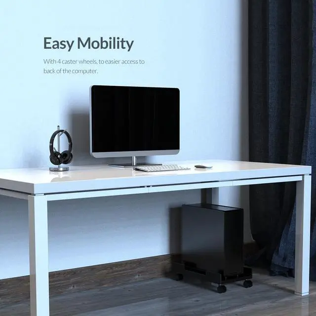 Alt view image 4 of 7 - ORICO Computer Tower Stand, Mobile CPU Holder with 4 Caster Wheels Fits for Most Computer Tower, Gaming PC, Printer, Under Desk PC Holder (Black,17.71*9.25*1.57in)