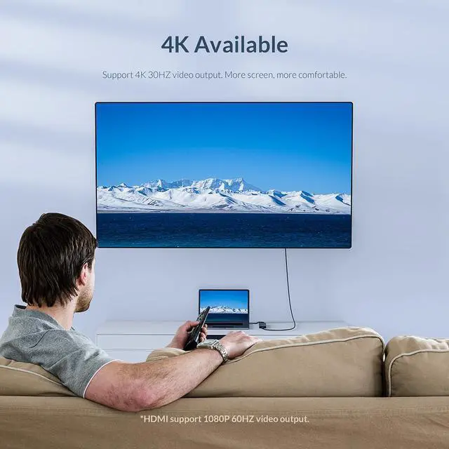 Alt view image 3 of 7 - ORICO USB C HUB Type C 5 in 1 USB C  to HDMI-compatible 4K@30Hz 100W PD Dock Splitter for MacBook Pro Accessories Speed up to 5Gbps