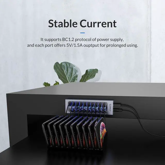 Alt view image 6 of 7 - ORICO USB Hub 3.0 Powered 13 Ports USB Data Hub with 12V5A Power Adapter, Individual Power Switches, and LEDs, USB Extension for iMac Pro, MacBook Air/Mini, PS4, Surface Pro, Notebook PC, Laptop