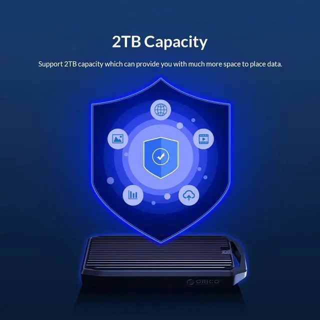 Alt view image 4 of 7 - ORICO M.2 SSD Case 40Gbps M2 NVME SSD Enclosure USB4 Full Aluminium Compatible with Thunderbolt 3 4 USB 3.2/3.1/3.0 USB-C to C and USB-A to C Cables, Up to 2TB M2V01